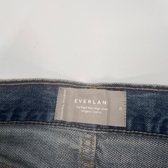 Everlane The Rigid Way High Jean Shorts Womens Size 25 Button Fly Distressed - Picture 5 of 12